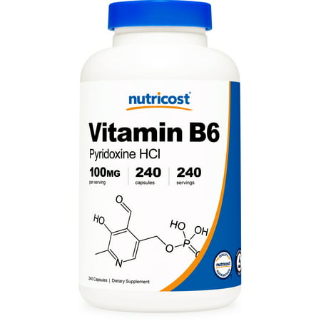 Nutricost Vitamin B6 (Pyridoxine HCl) 100mg 240 Capsules - 702669933186