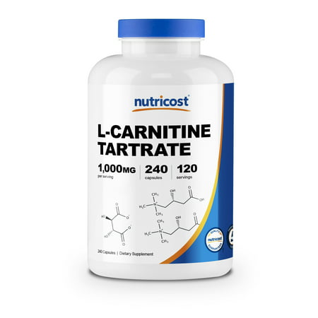 Nutricost L-Carnitine Tartrate 500mg, 240 Capsules - 1000mg per Serving - 702669934589