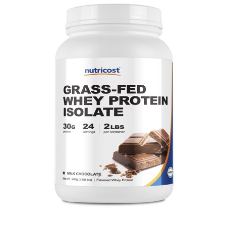 Nutricost Grass-Fed Whey Protein Isolate (Chocolate) 2LBS - Non-GMO, Gluten Free, Natural Flavors - 702669935289