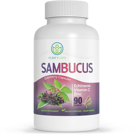 Elderberry Capsules [Double Strength - 1500mg] Immune System Support with Vitamin C Zinc and Echinacea - 90ct Immunity Booster - Vegan Extract Supplement Replace Gummies Syrup Tablet - Gluten Free - 703062142311