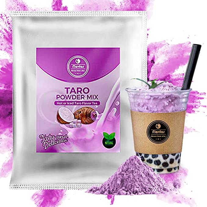 Flavfar Taro Bubble Tea Powder - Instant Taro Powder for Bubble Tea or Smoothie Mix - Iced, Hot, or Blended Drink Powder - Less Sugar - 2.2 lbs - 703205140877
