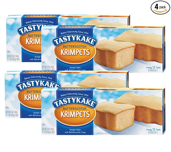  Tastykake Butterscotch or Jelly Krimpets Family Size 12-Pack, 12 oz. Box.- A Philadelphia Institution (Butterscotch Krimpets, 4 Pack)  - 703694614521