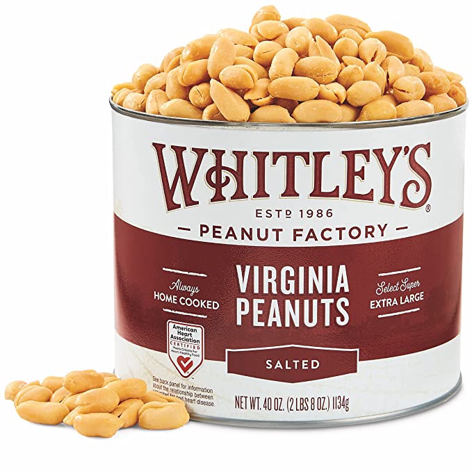  Whitley’s Salted Virginia Peanuts – Super Extra Large 'Home Cooked' Virginia Peanuts (40 Ounce Tin)  - 703795000001