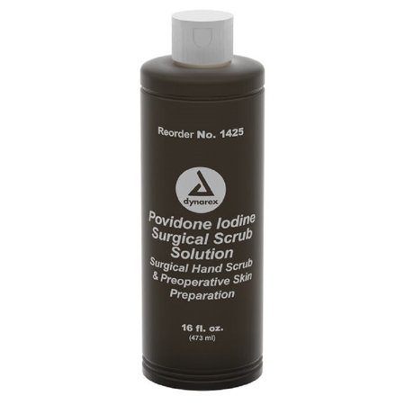 Dynarex Povidone Iodine Scrub Solution First-Aid Antiseptic 16 oz. Bottle | 1 Each - 703856073906