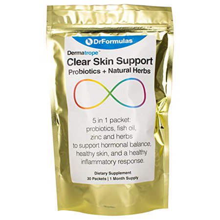 DrFormulas Cystic Acne Treatment Pills with Zinc, Probiotics & DIM Hormonal Acne Supplements for Women, Teens & Men Nexabiotic, Turmeric, Fish Oil for Pimples Scar, Dermatrope 1 Month Supply - 704407953098