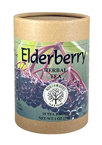  Organic, Wild & Sustainably Harvested Elderberry Herbal Tea - Caffeine Free - 15 Tea Bags  - 704537871095
