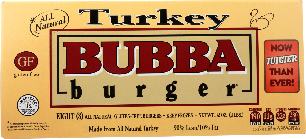 BUBBA BURGER: Burger Patty Turkey Natural, 32 oz - 0704639760044