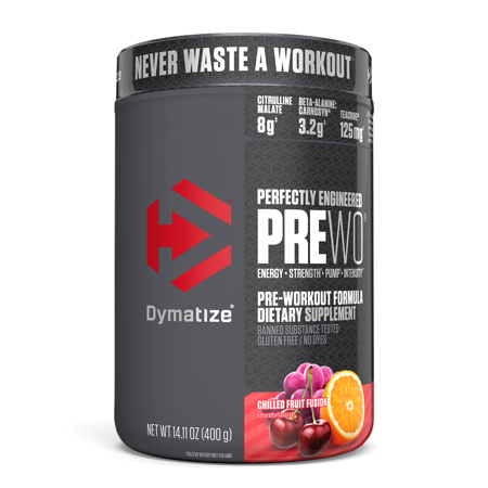 Dymatize PreW.O., Pre Workout Powder with Caffeine, Maximize Energy, Strength & Endurance, Amplify Intensity of Workouts, Chilled Fruit Fusion, 400g (B073PFJ4D3) - 705016171026