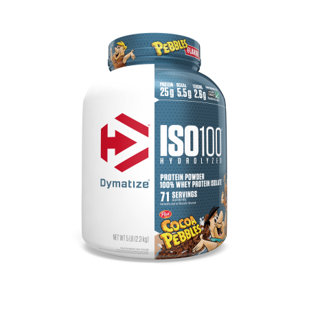 Dymatize ISO100 Hydrolyzed Protein Powder, 100% Whey Isolate Protein, 25g of Protein, 5.5g BCAAs, Gluten Free, Fast Absorbing, Easy Digesting, Cocoa Pebbles, 5 Pound (B0855BL69Y) - 705016353446