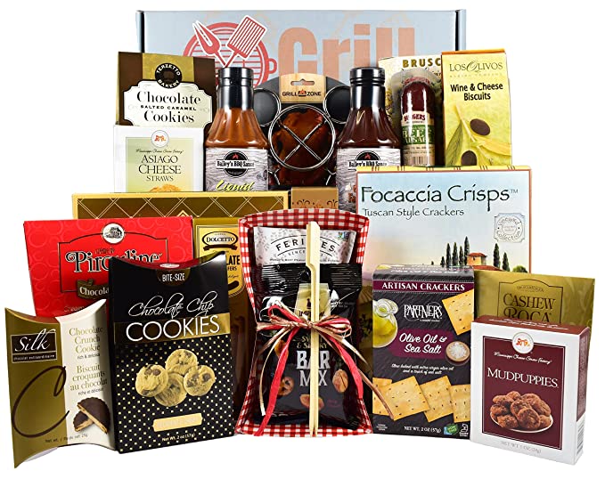 Gift Basket Village The Grill-Master, Deluxe - Grilling Gift Box for Men with BBQ Sauce, Nuts and More, 7 Pound (Pack of 1) - 705332269643