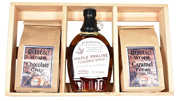 Gourmet Breakfast Gift Crate with Mouthwatering Pancake Mix, Gourmet Small-Batch Syrup Specialty Muffin Mix in Wooden Crate - 705332272773