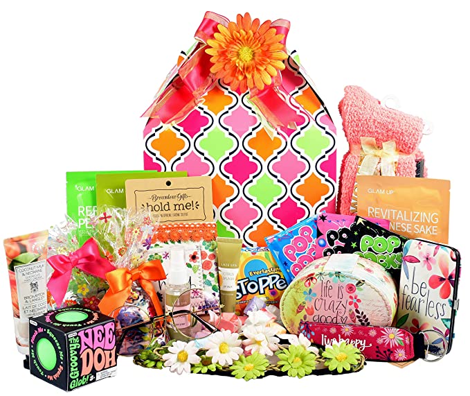  Gift Basket Village The Groovy Glam Box - Help Her Get Her Groove on with Colorful Gifts and Sweet Treats  - 705332273886