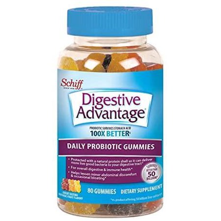 Daily Probiotic Natural Fruit Flavor Gummies, Digestive Advantage (80 Count In A Bottle) - Helps Relieve Minor Abdominal Discomfort & Occasional Bloating*, Supports Digestive & Immune Health* - 705377491351