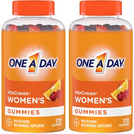 (2 pack) One A Day Women's VitaCraves Multivitamin Gummies, Supplement with Vitamins A, C, E, B6, B12, Calcium, and Vitamin D, 170 ct. - 705377493959