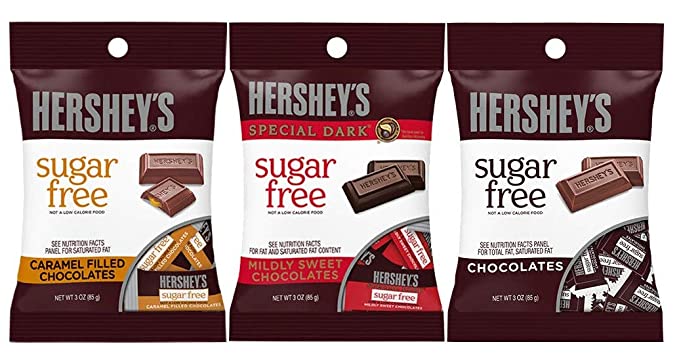 Sugar Free Hershey Chocolate Variety 3 Pack - Caramel Filled, Special Dark, Milk Chocolates - 705464551630