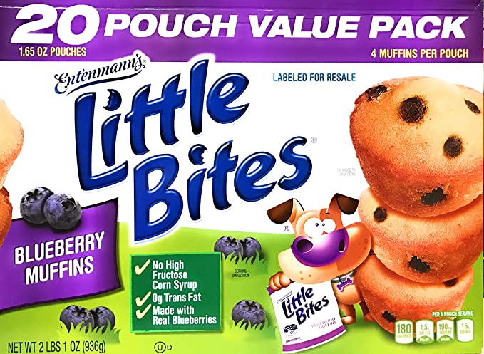  || Entenmann's | Little Bites | Blueberry Muffins | 2 LBS 1 OZ | 936g | 20 Pouches 80 Muffins |Delicious | Yummy |Tasty | 1 Box ||  - 705971277900