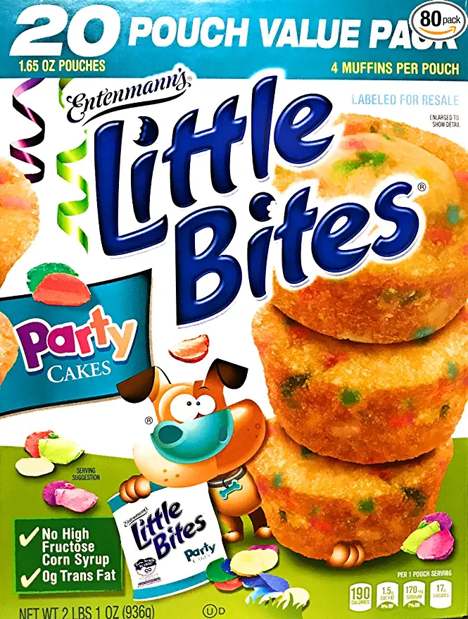  Entenmann's | Little Bites | Party Cakes | 20 Pouches 80 Muffins | 4 Muffins in each Pouch | Delicious | Yummy | Tasty | Net WT 2 LB 1 oz (936g) | 1 Box |  - 705971277924