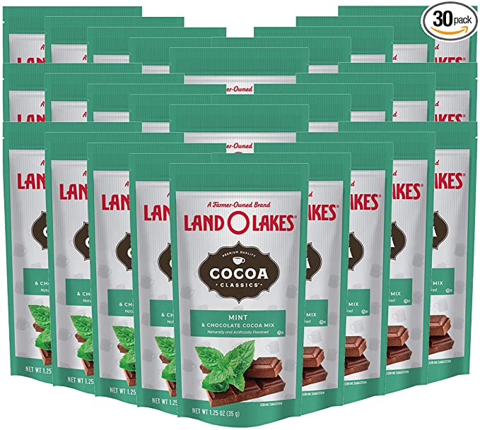 Land O' Lakes Hot Cocoa Mix, Mint, 1.25 oz (35g), 30 Packets - 706332379615