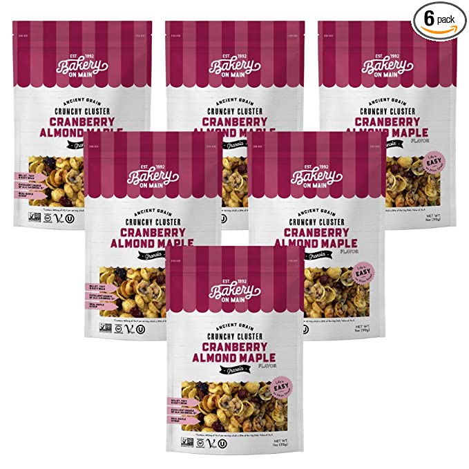  Bakery On Main Cranberry Almond Maple - Gluten Free Granola + Ancient Grains, Vegan & Non GMO, 66 Oz, Pack of 6, (601) - 707003947010