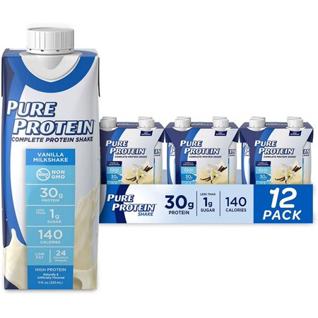 Pure Protein Vanilla Protein Shake 30g Complete Protein Ready to Drink and Keto-Friendly Vitamins A, C, D, and E plus Zinc to Support Immune Health 11oz Bottles - 707568896570