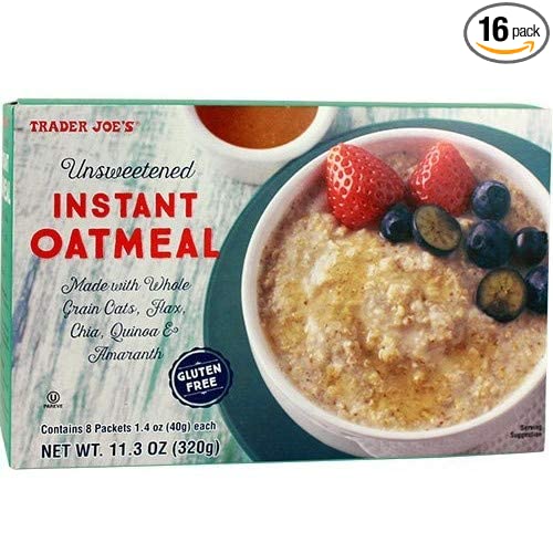 Trader Joe's Unsweetened Instant Oatmeal GLUTEN FREE 11.3 oz 8 Packets Per Box ( Case of 2) - 707772976037