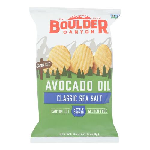 Boulder Canyon - Avocado Oil Canyon Cut Potato Chips - Sea Salt - Case Of 12 - 5.25 Oz. - 708163120589