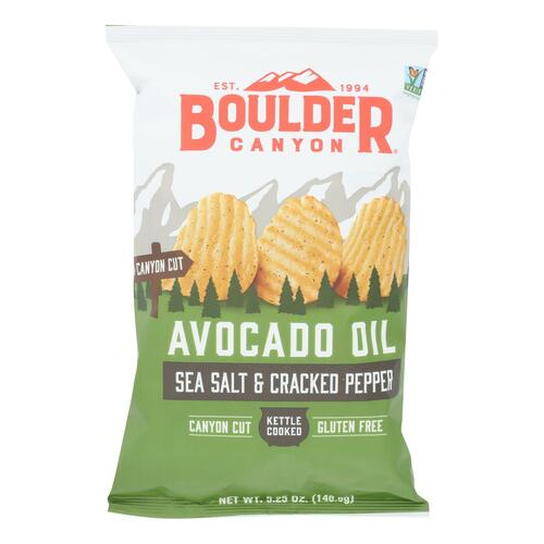 BOULDER CANYON: Avocado Oil Canyon Cut Potato Chips Sea Salt & Cracked Pepper, 5.25 Oz - 0708163121937