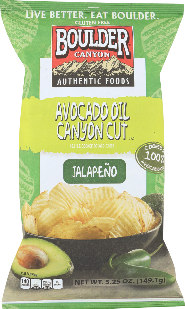 Jalapeno Avocado Oil Canyon Cut Kettle Cooked Potato Chips, Jalapeno, Avocado Oil Canyon Cut - 708163123085