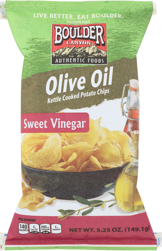 BOULDER CANYON: Olive Oil Sweet Vinegar Kettle Cooked Potato Chips, 5.25 oz - 0708163124778