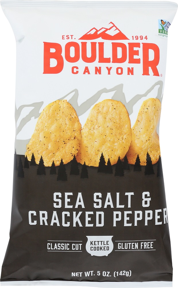 BOULDER CANYON: Sea Salt and Cracked Pepper Potato Chips, 5 oz - 0708163213052