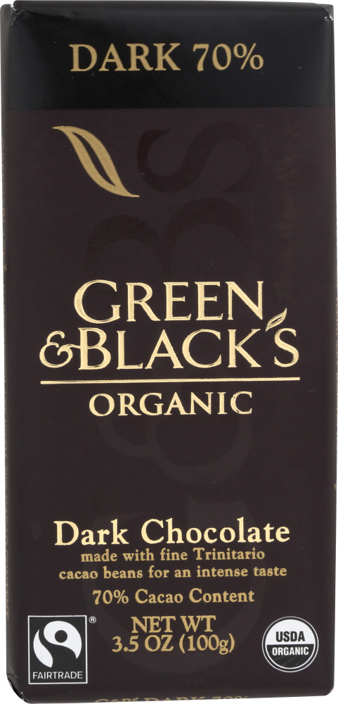 GREEN & BLACK’S: Organic Dark Chocolate 70%, 3.5 oz - 0708656100005