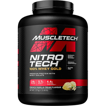 Whey Protein Powder | MuscleTech Nitro-Tech Whey Gold Protein Powder | Whey Protein Isolate Smoothie Mix | Protein Powder for Women & Men | Chocolate Protein Powder 8 lbs (109 Servings) - 708692497992