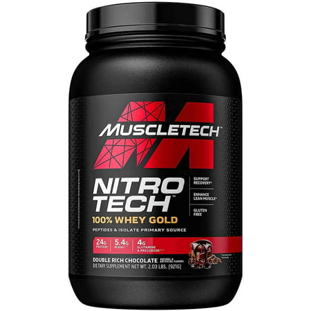 Whey Protein Powder | MuscleTech Nitro-Tech Whey Gold Protein Powder | Whey Protein Isolate Smoothie Mix | Protein Powder for Women & Men | Chocolate Protein Powder 8 lbs (109 Servings) - 708692498678