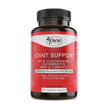 Pure By Nature Glucosamine with Chondroitin Turmeric MMS Boswellia Joint Pain Relief Supplement, 180 Count - 708828971921