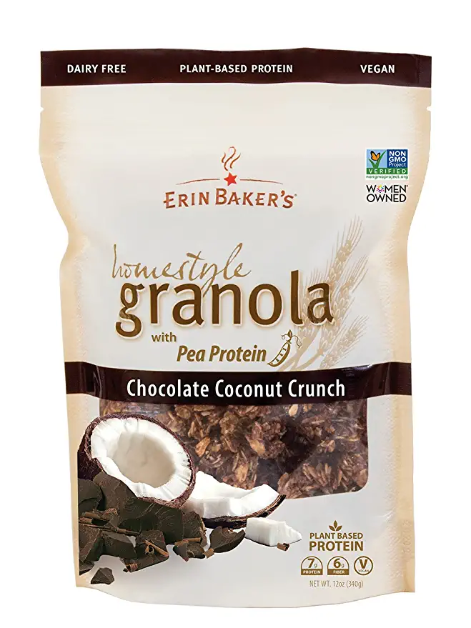  Erin Baker's Homestyle Granola, Chocolate Coconut Crunch, Vegan, Ancient Grains, Non-GMO, Pea Protein, Granola Cereal, 12 Ounce Bag - 708875005372