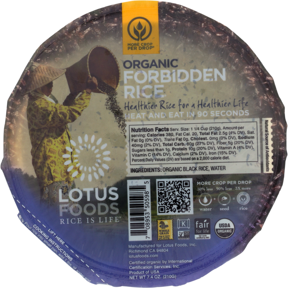 LOTUS FOODS: Forbidden Rice Bowl, 7.4 oz - 0708953505985
