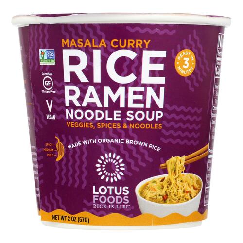 LOTUS FOODS: Noodle Brown Rice Cup Masala Curry, 2 oz - 0708953651026