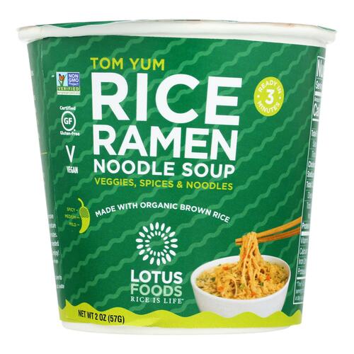 LOTUS FOODS: Tom Yum Rice Ramen Noodle Soup Cup, 2 oz - 0708953651033