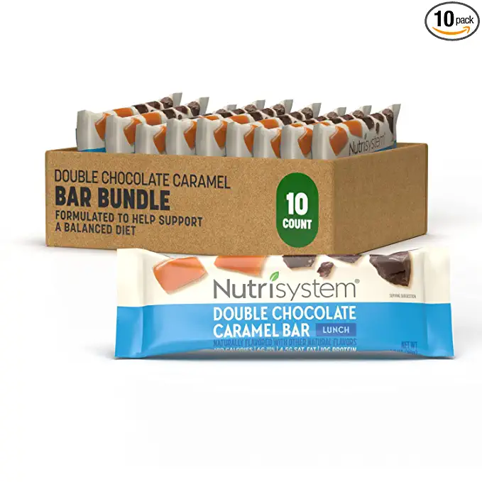  Nutrisystem Double Chocolate Caramel Lunch Bars, 10g Protein, Supports Weight Loss, 10 Count - 632674856517