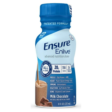Ensure Enlive Meal Replacement Shake, 20g Protein, 350 Calories, Advanced Nutrition Protein Shake, Milk Chocolate, 8 fl oz, 16 Bottles - 709145136246