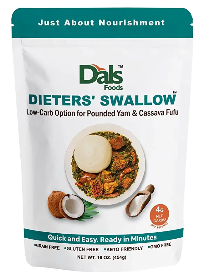 Dals Foods Dieters’ Swallow, Healthy Nutritious Fufu | 100% Natural Flour, Low-Carb Plant-Based Fiber & Protein Blend, Gluten Free Baking & Cooking, Non-GMO Grain Free | Keto Substitute to Grains & Starch| Packaged in USA - 709402092988