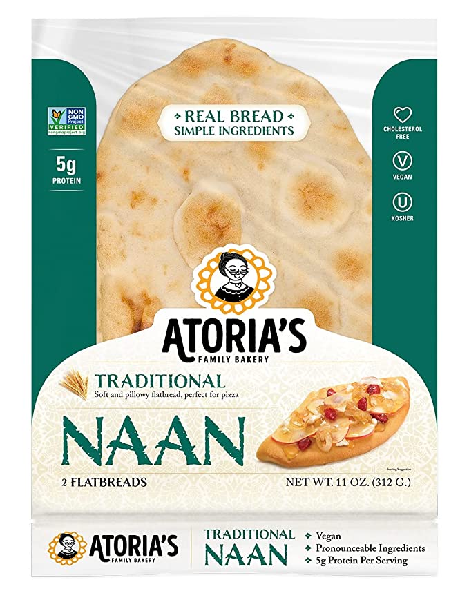  Atoria’s Family Bakery, Traditional Naan bread │ Vegan │ Perfect sandwich bread, pizza crust or hamburger buns │ Flatbread (3 Packs of 2 Flatbreads, 6 Pieces)  - 710051638403