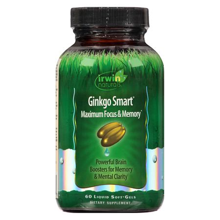 Irwin Naturals Ginkgo Smart Maximum Focus & Memory Dietary Supplement Liquid Softgels - 60ct - 710363262372