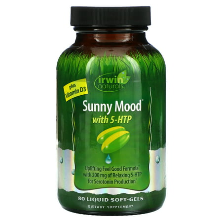 Sunny Mood with 5-HTP Plus Vitamin D3 80 Liquid Soft-Gels Irwin Naturals - 710363591403