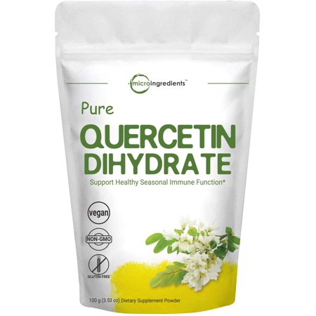 Micro Ingredients Pure Quercetin Dihydrate Powder 100 Gram Powerful Antioxidant Supports Energy Immune System No GMOs , Unflavored, 3.5274 Ounce - 711301494275