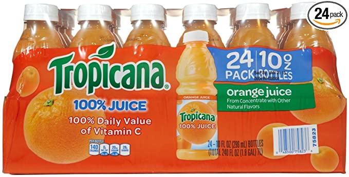 Tropicana 100% Orange Juice, 10 oz, 24 ct - 048500758236