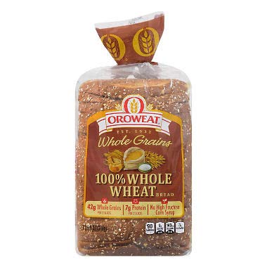  100% Whole Wheat Bread 24 oz. (pack of 4) A1  - 711403651330