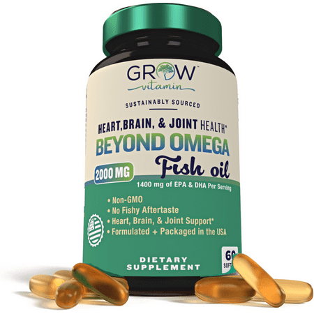 OmegaWell Beyond Omega Fish Oil: Heart Brain and Joint Support | 800 mg EPA 600 mg DHA - Natural Lemon Flavor Enteric-Coated Sustainably Sourced - Easy to Swallow 30 Day Supply - 712038340019
