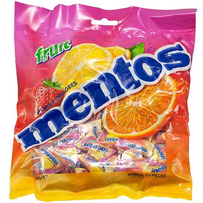  Mentos Fruit 150 Single Serve Pillow Packs 405g 14.3oz Large Bag  - 712038470488