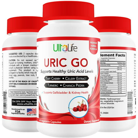 #1 URIC GO Uric Acid Cleanse Support Supplement + Tart Cherry Chanca Piedra Cranberry Turmeric & Celery Seed Capsules - Detox to Flush Buildup & Supports Joint Pain Relief Flare-Ups & Inflammation - 712038604111